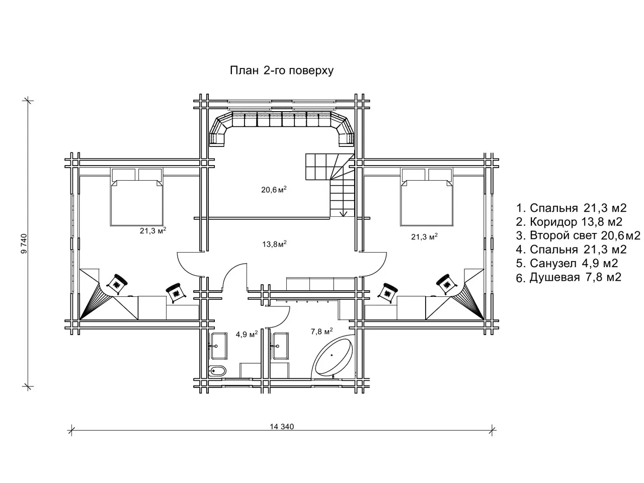План 2 поверху дерев’яного маєтку з другим світлом