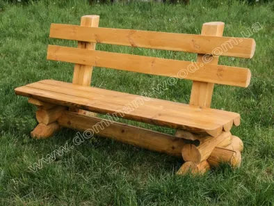 Лавка из массива дерева со спинкой - «Вечерница» №1 2