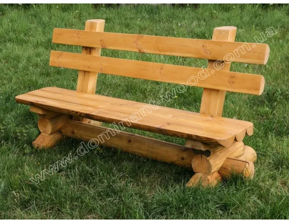 Лавка из массива дерева со спинкой - «Вечерница» №2