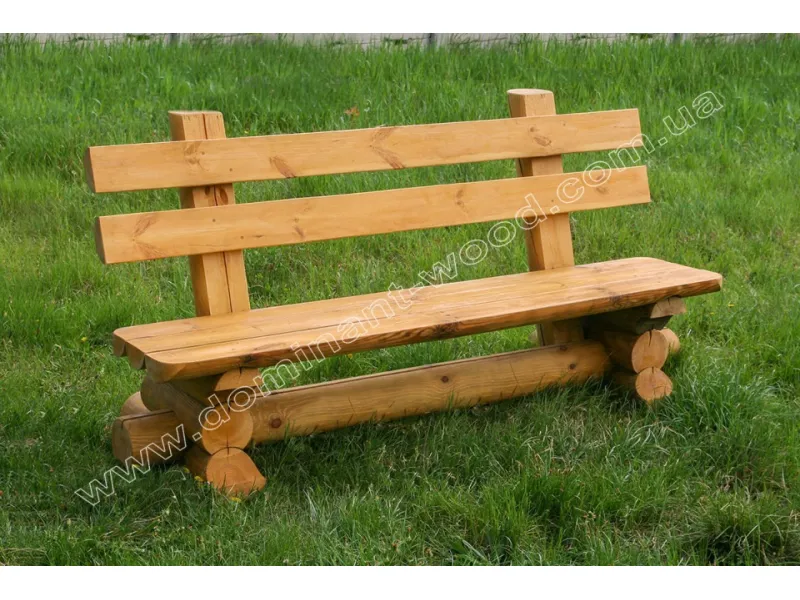 Лавка из массива дерева со спинкой - «Вечерница» №1