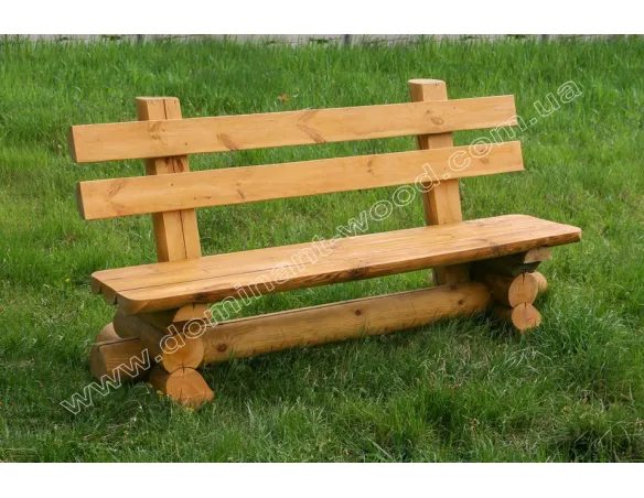 Лавка из массива дерева со спинкой - «Вечерница» №1