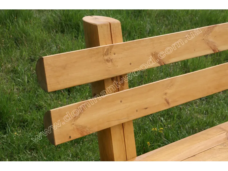 Лавка из массива дерева со спинкой - «Вечерница» №4