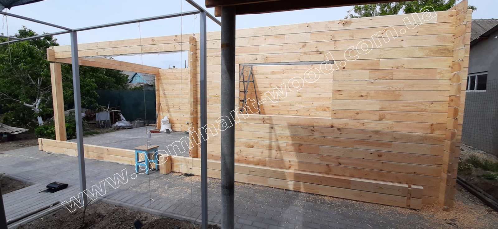 Проект «Хидда» Летний домик с беседкой из сухого бруса по проекту «Хидда» №4