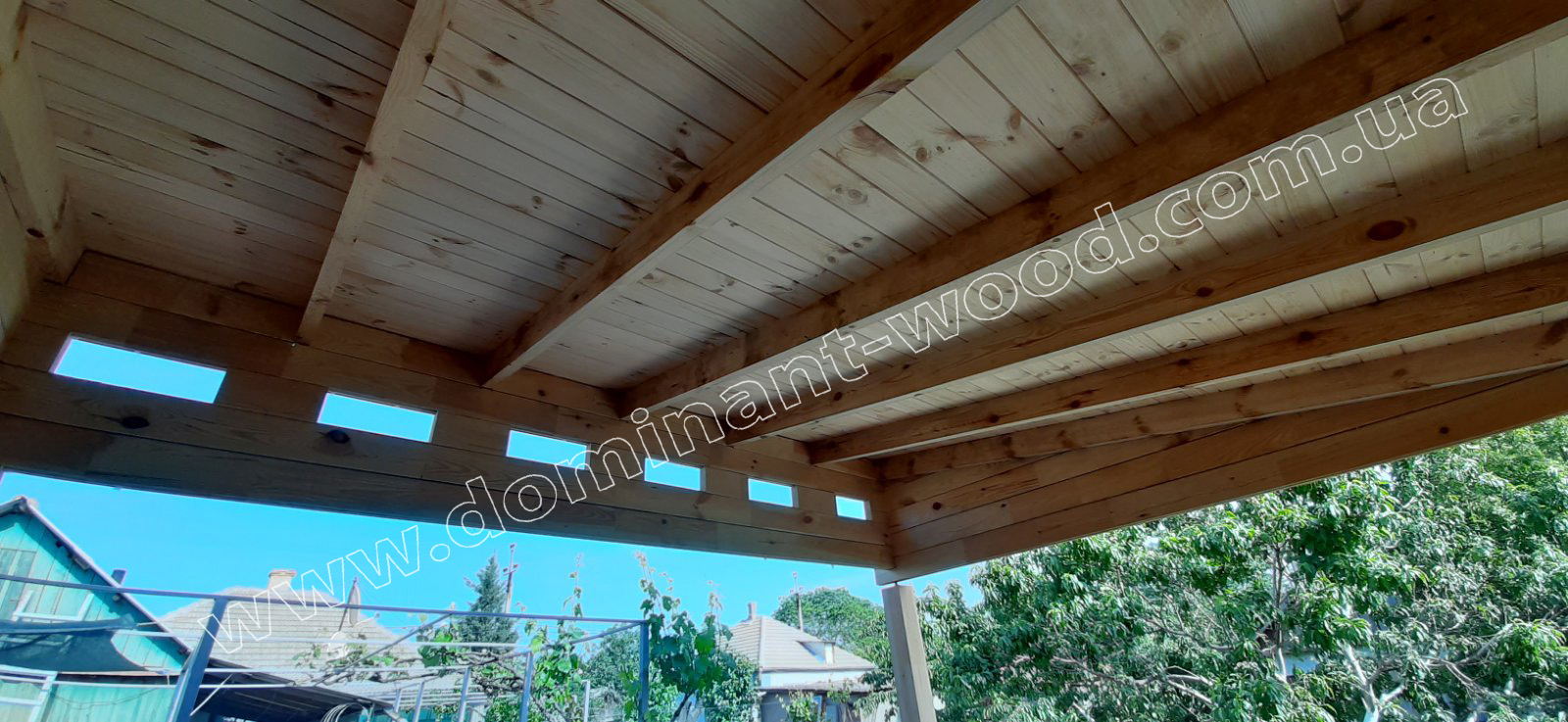 Проект «Хидда» Летний домик с беседкой из сухого бруса по проекту «Хидда» №9