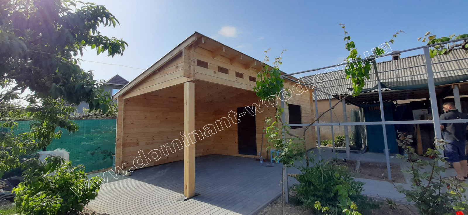 Проект «Хидда» Летний домик с беседкой из сухого бруса по проекту «Хидда» №10