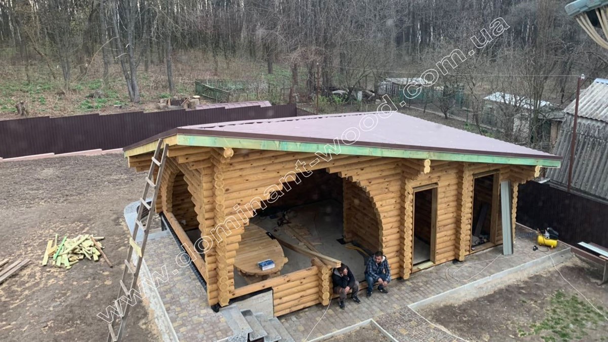 беседка «Вилкс» Бревенчатая беседка с комнатой: оригинально и функционально! №8