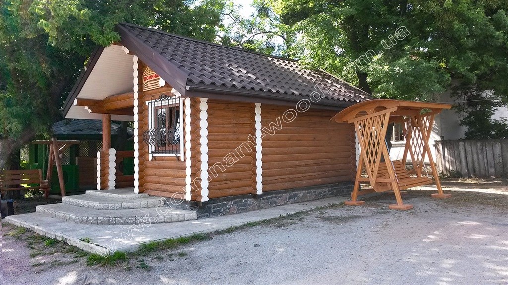 садовый домик-студи Строительство красивого павильона из бруса с навесом №18