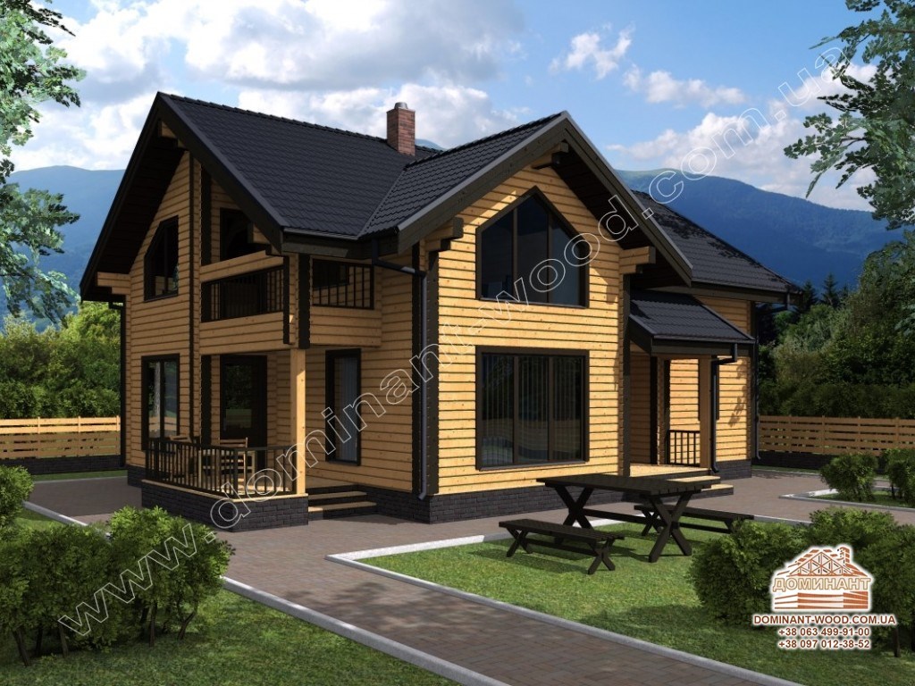 Дерев’яний будинок з гаражем з сухого профільованого бруса №27