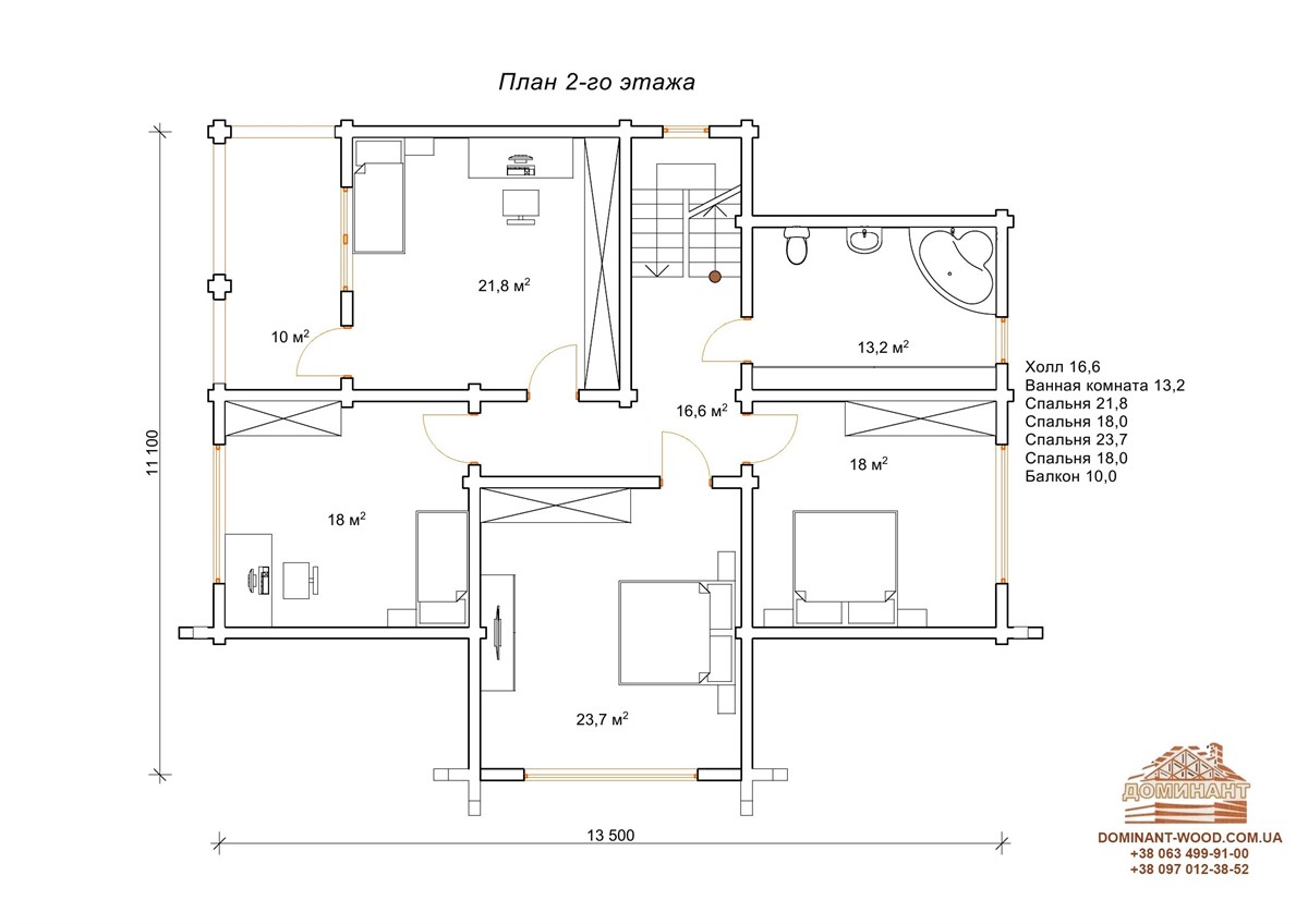 Модний проект дерев’яного будинку: маєток «Мейдін» з сухого бруса №3