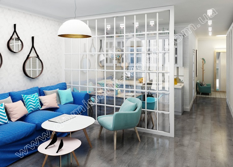 Зонування вітальні прозорими перегородками Інтер'єр вітальні - модний дизайн 2020 №13