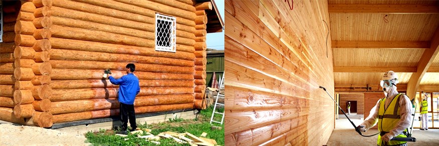 Обробка бруса антисептиком №3