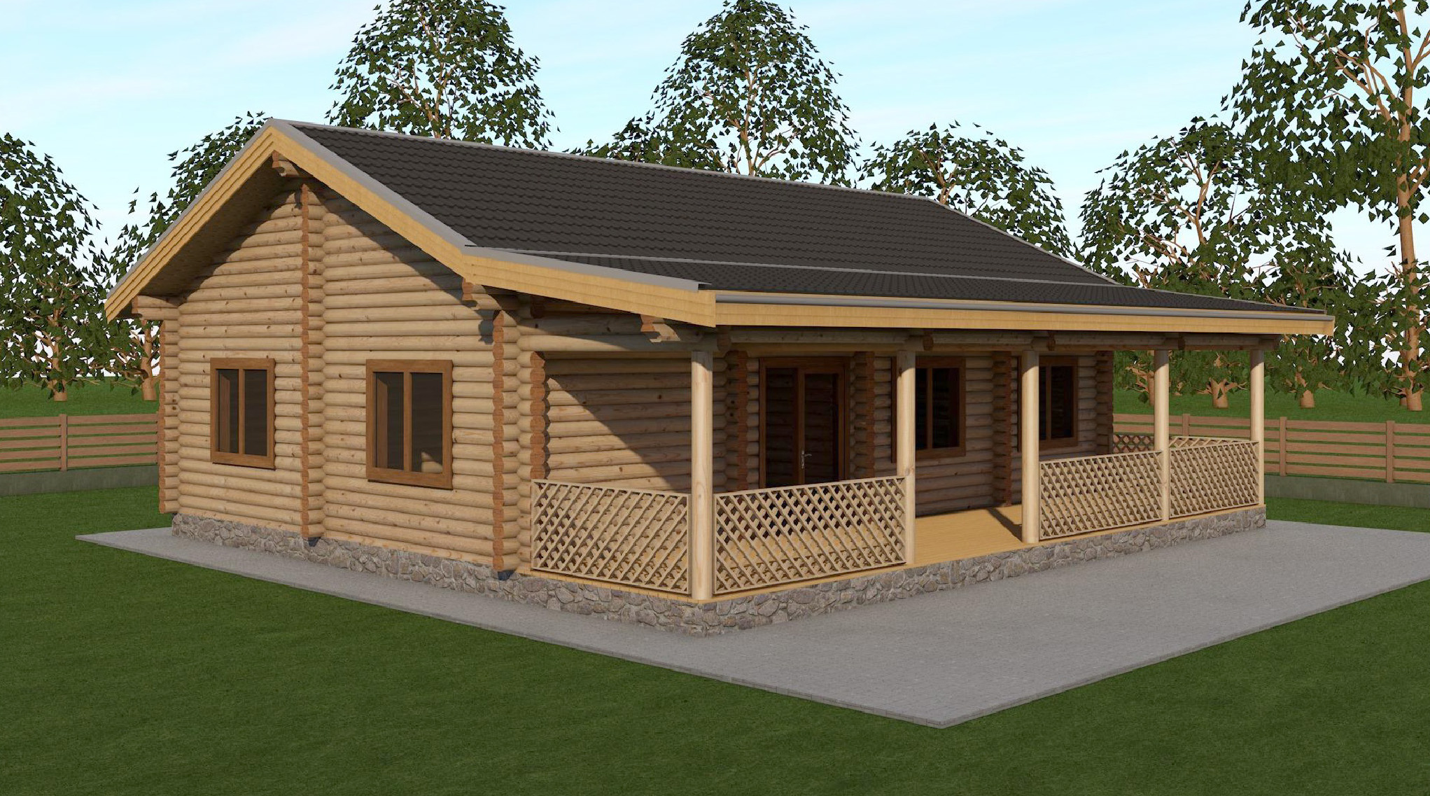 Житловий котедж з колод Ø 200 мм за індивідуальним проектом №1