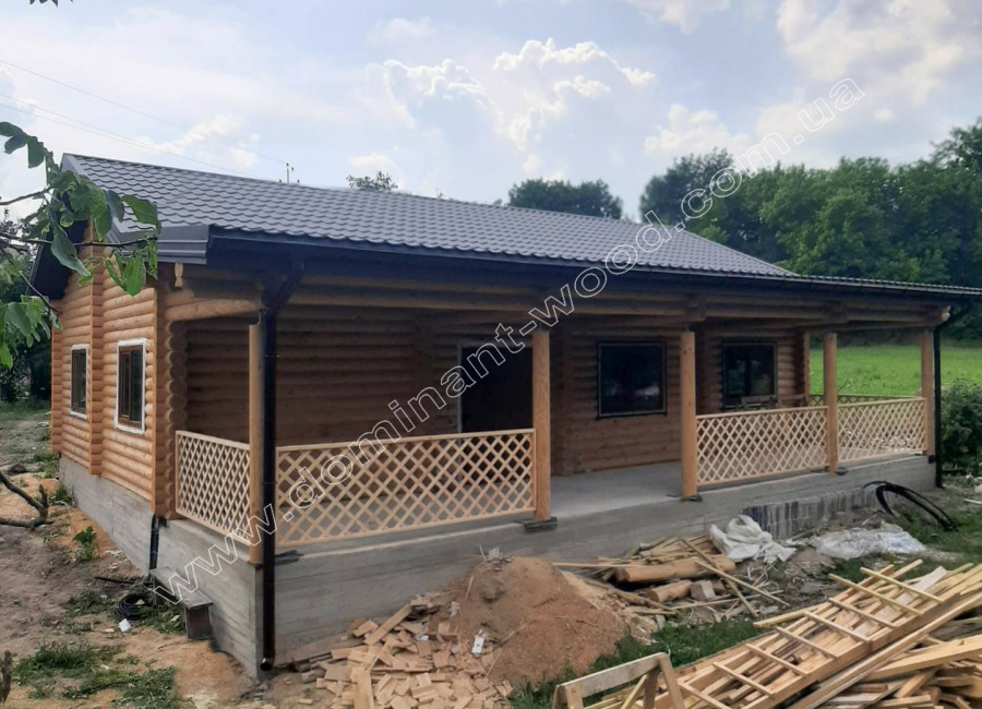 Житловий котедж з колод Ø 200 мм за індивідуальним проектом